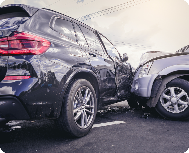 A car in a jacknife collision